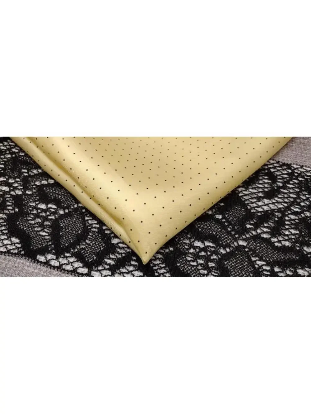 Vintage Yellow Silk Handkerchief Dark Navy Blue Dotted dots dot 19 inch Scarf